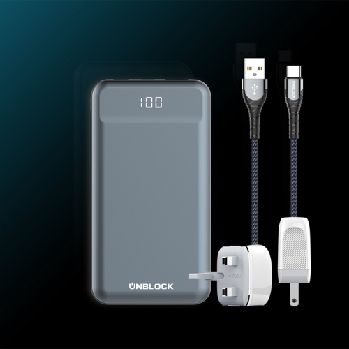 UNBLOCK Tech Fast Charging Kit Set dengan Bank Daya Baterai 10000mAh + Pengisi Daya Cepat + Kabel Pengisian Cepat