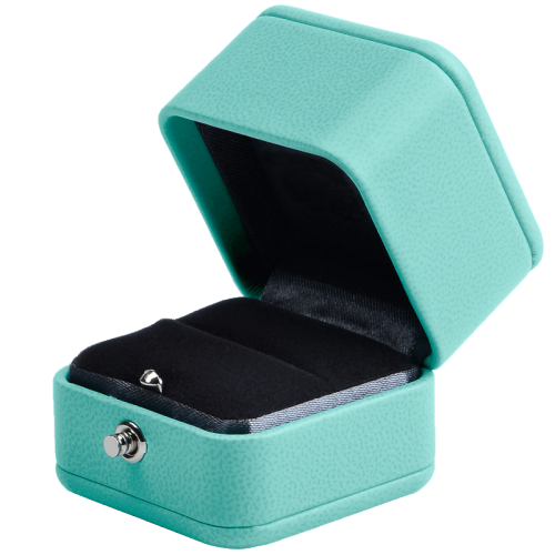 New Arrival most popular Sky Blue Ring Box jewelry pu leather with snap