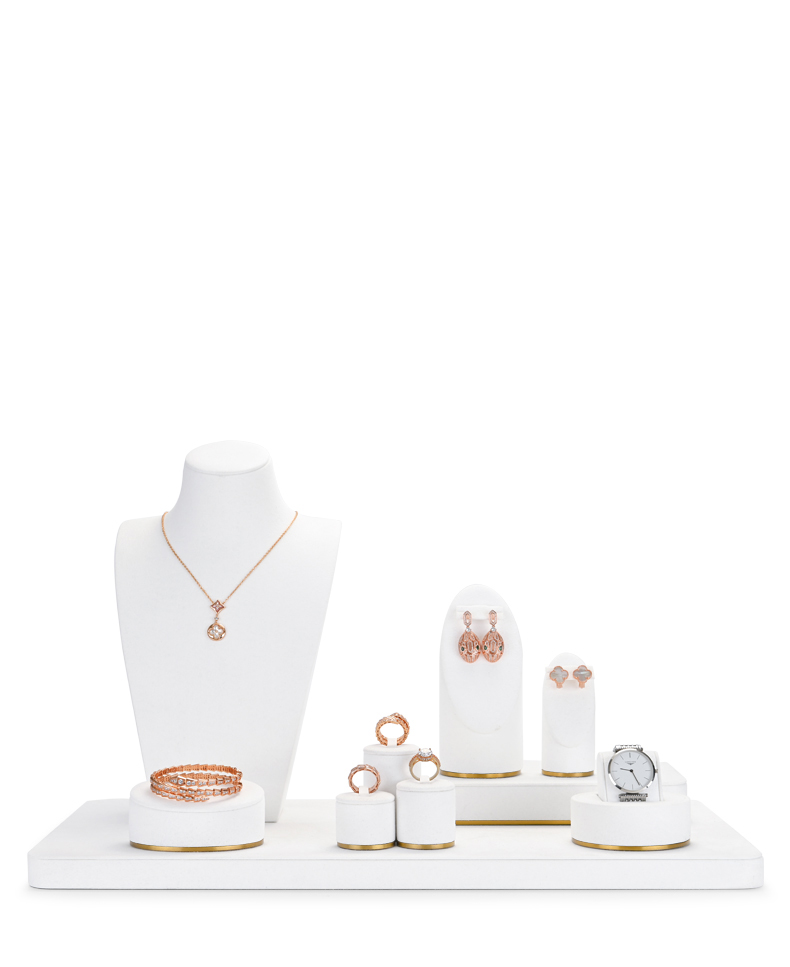 Wholesale hot sale exquisite white microfiber ring earring display