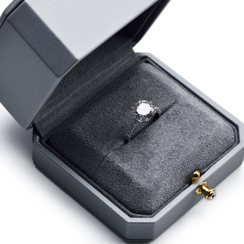 Custom Luxury Jewelry Boxes Packaging Wholesale Unique Octagonal Shape Grey Pu Leather Jewelry Packaging Gift Box