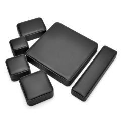 New Custom Logo Material Printed Black Leather Jewelry Packaging Box for Ring Pedant Bracelet Chain