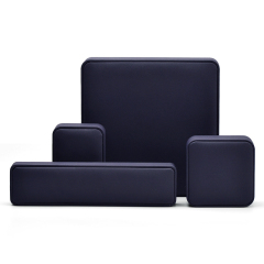 Newest high-end navy blue Pu leather jewelry box packaging with logo