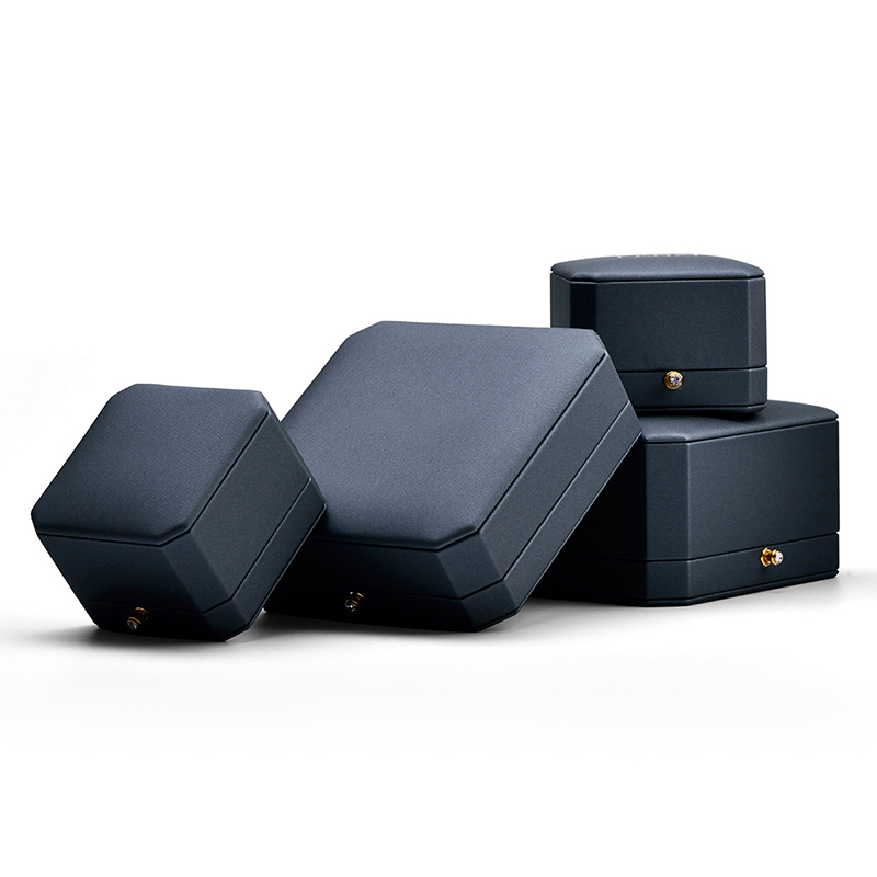 2022 High-end Octagonal shape jewelry packaging box necklace Boxes navy blue Pu leather Custom Jewelry Packing boxes
