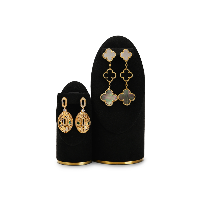 New Custom Black Microfiber Shop Window Display Earrings Necklace Ring Display Props