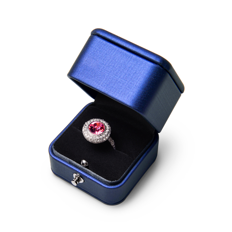 Jewelry Packaging Box grey Pu leather microfiber ring necklace customized packing gift boxes