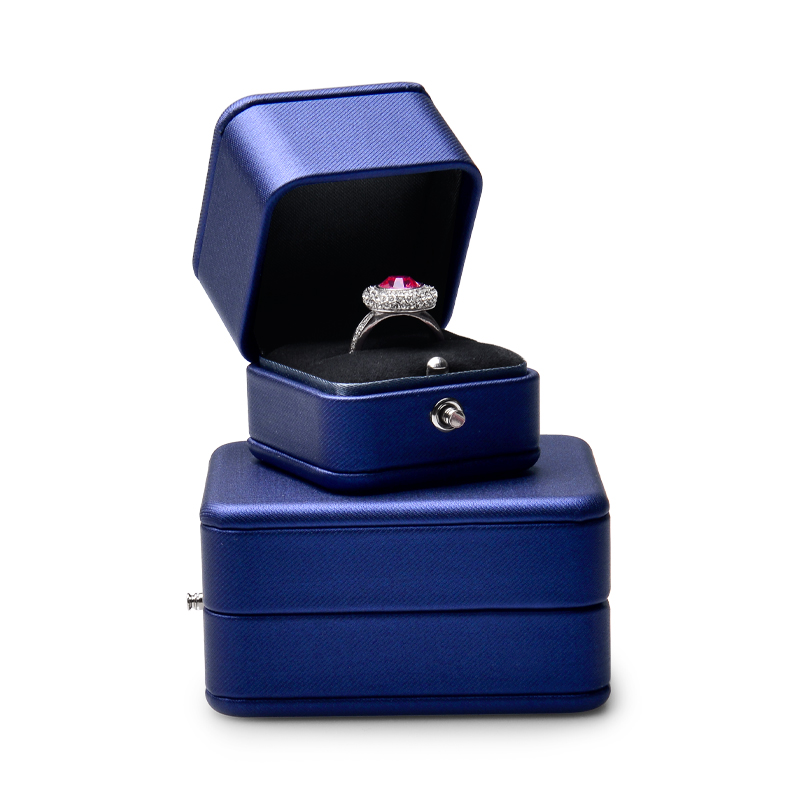 Jewelry Packaging Box grey Pu leather microfiber ring necklace customized packing gift boxes