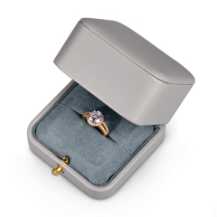 New Luxury Jewelry Packaging Box grey Pu leather microfiber ring necklace customized packing Jewelry boxes