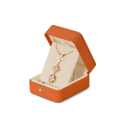 Custom Logo High Quality Orange PU Leather Jewellery Box Luxury Necklace Wedding Ring Pendant Gift Box Jewelry Package