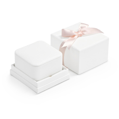 New arrival high quality white PU leather grey microfiber box with button for ring pendant jewelry package