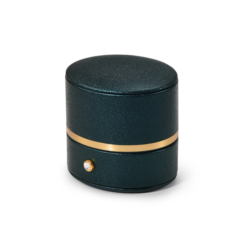 New Arrival jewelry ring box with PU leather double pads earring necklace gold button packaging jewellery oval shape boxes