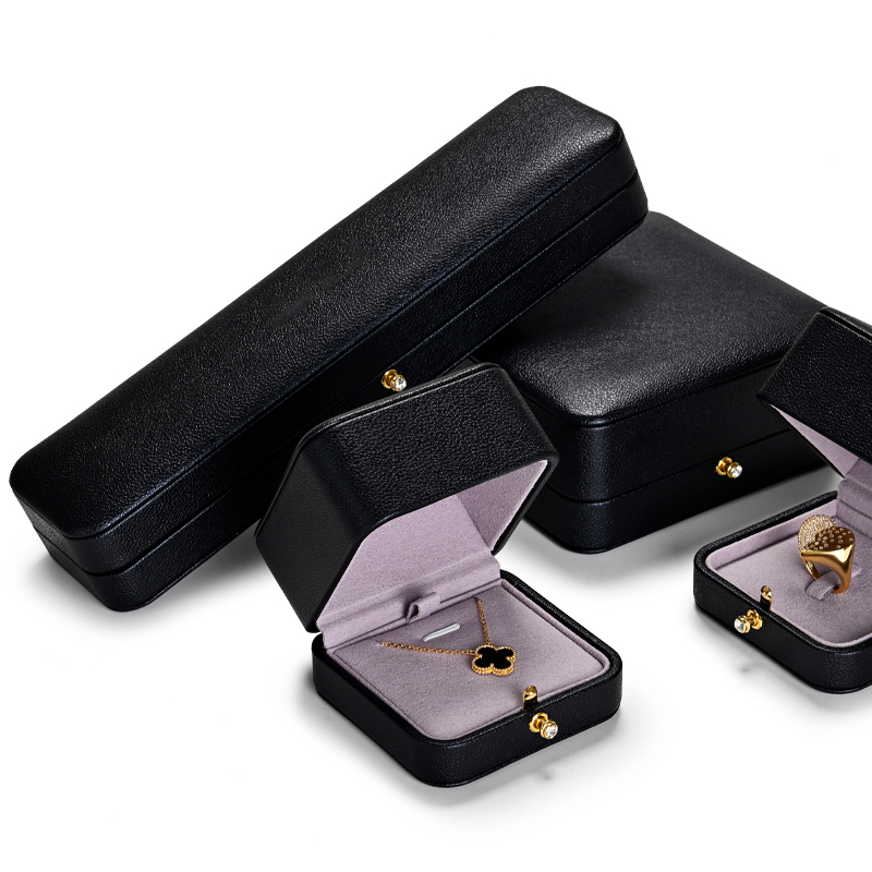 Custom Logo High Quality luxury PU Leather microfiber Boxes Ring Necklace Bracelet Gift Packaging Jewelry Box