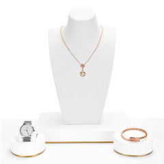 Wholesale hot sale exquisite white microfiber ring earring display busts metal rack showcase jewellery stand for jewelry