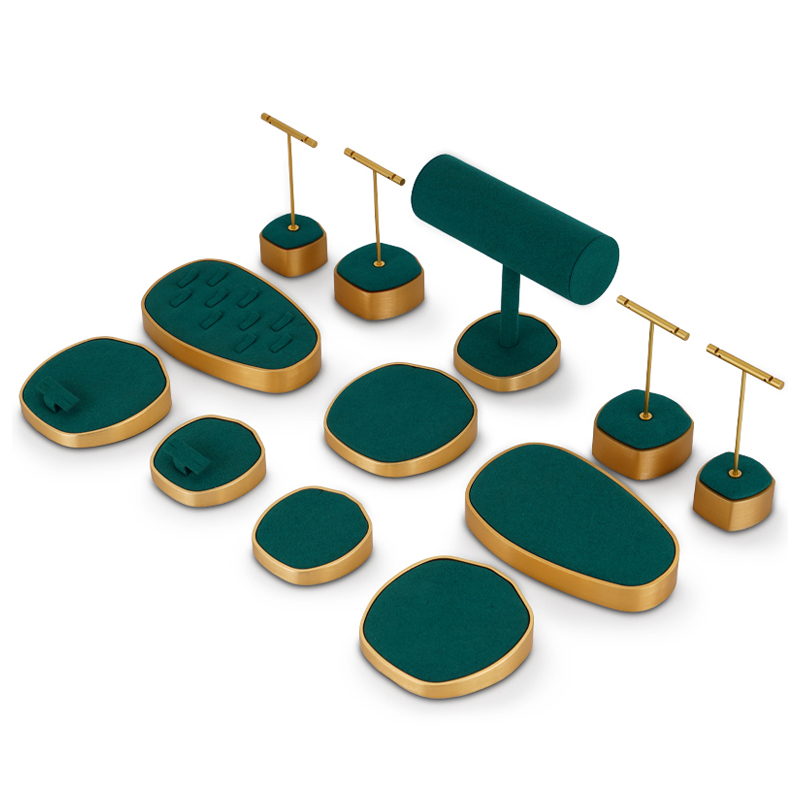 New Design Jewelry Store Counter Display Stand Set Earring Pedant Mirco fiber Display Set