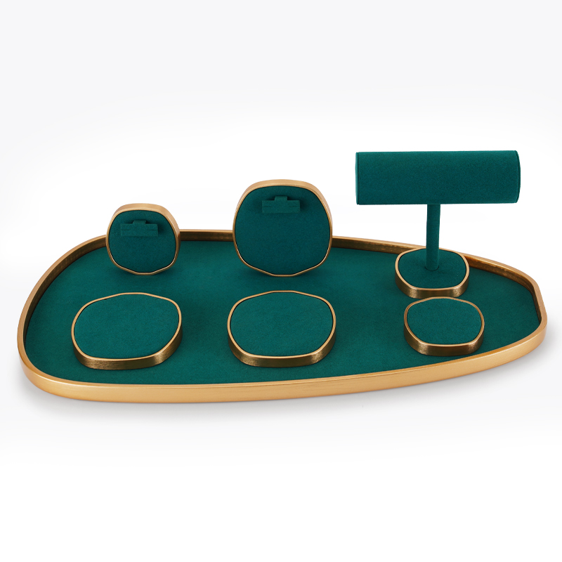 New Design Jewelry Store Counter Display Stand Set Earring Pedant Mirco fiber Display Set