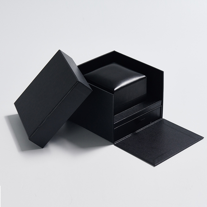 New hot selling Black PU Leather Suede Insert Ring Boxes with outer paper Gift box Packaging Jewelry Boxes