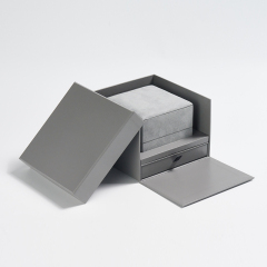 Hig-end grey microfiber pendant box Suede Insert with drawer paper box set Gift necklace Packaging Jewelry Box