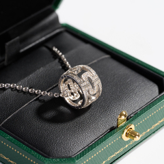 H041-Customized Luxury Green Paper With Leather For Earring Necklace Pendant With Metal Button