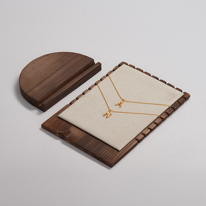 New Bake Wood Jewelry display Exhibitor Holder For Pendant Jewelry Showcase Props Custom Necklace Display Stand