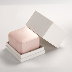 H096-Customized Luxury Pink Pu Leather And Microfiber For Ring Necklace Bangle Pendant With Metal Button
