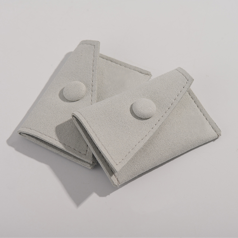 high level luxury grey microfiber jewelry pouch for ring n