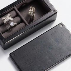 Customized dark wood microfiber inside high quality jewelry package box for ring earring necklace pendant travel box