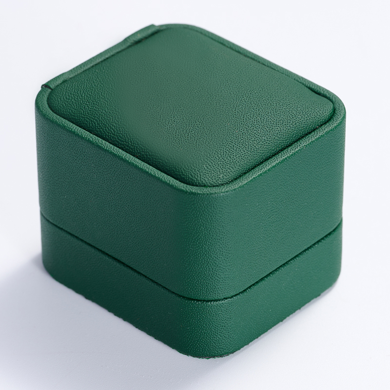 H077 Pinhole Pattern PU Leather Jewelry Ring Box Velvet Gift Wedding Rings Boxes Accept Cusotmization