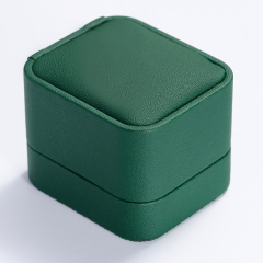 H077 Pinhole Pattern PU Leather Jewelry Ring Box Velvet Gift Wedding Rings Boxes Accept Cusotmization