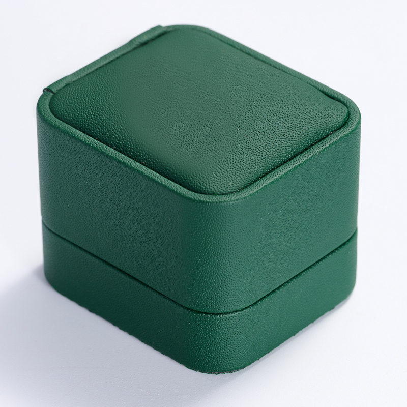 H077 Pinhole Pattern PU Leather Jewelry Ring Box Velvet Gift Wedding Rings Boxes Accept Cusotmization
