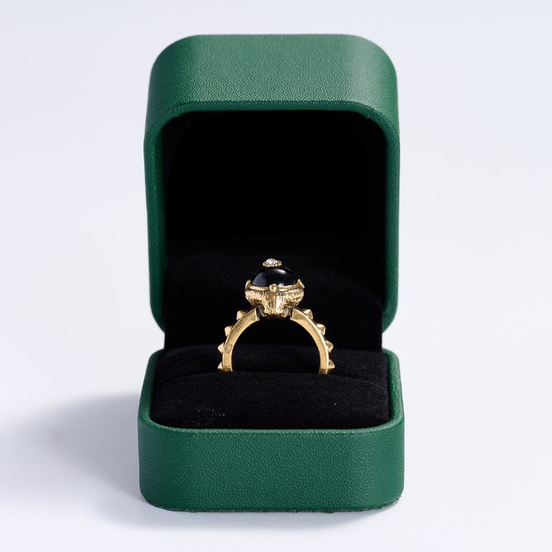 H077 Pinhole Pattern PU Leather Jewelry Ring Box Velvet Gift Wedding Rings Boxes Accept Cusotmization