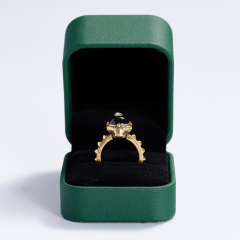 H077 Pinhole Pattern PU Leather Jewelry Ring Box Velvet Gift Wedding Rings Boxes Accept Cusotmization