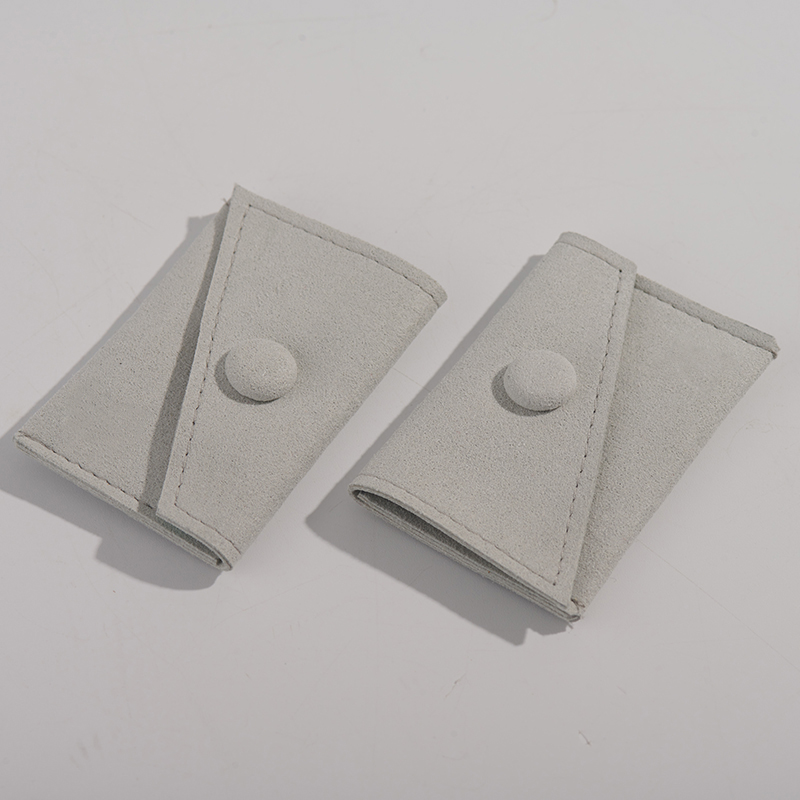 high level luxury grey microfiber jewelry pouch for ring n