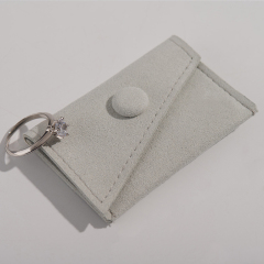 high level luxury grey microfiber jewelry pouch for ring n