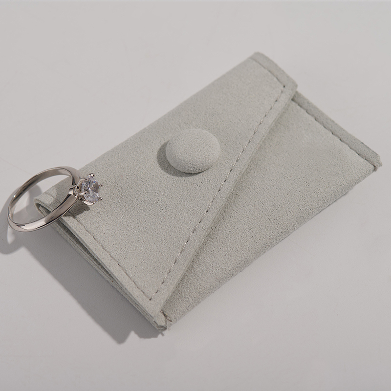 high level luxury grey microfiber jewelry pouch for ring n