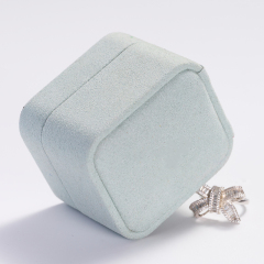 H060 High Quality Custom Logo Jewelry Box Light Blue Micorifber Ring Packing Boxes