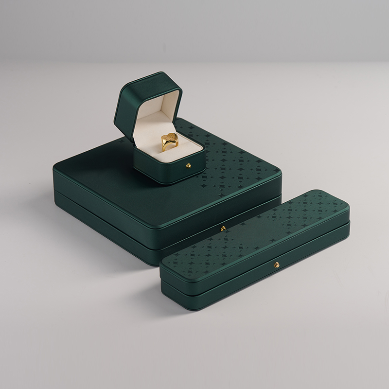 Wholesale factory custom dark green PU leather jewelry boxes with