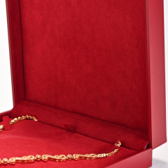 HDGEZ21061501- Customized Luxury Red Leather And Red Microfiber For Ring Necklace Bangle Pendant With Metal Button