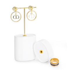 Metal Resin White Luxury Jewelry ring earring bracelet Display Resin With Golden Metal T-bar Display Stands