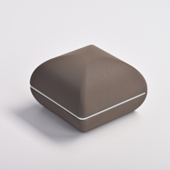 TCH04601 grey microfiber jewelry box for wedding ring package with custom logo