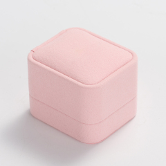 Customize Pink and grey Microfiber Jewelry Packaging Box with Logo Custom Ring jewel Box