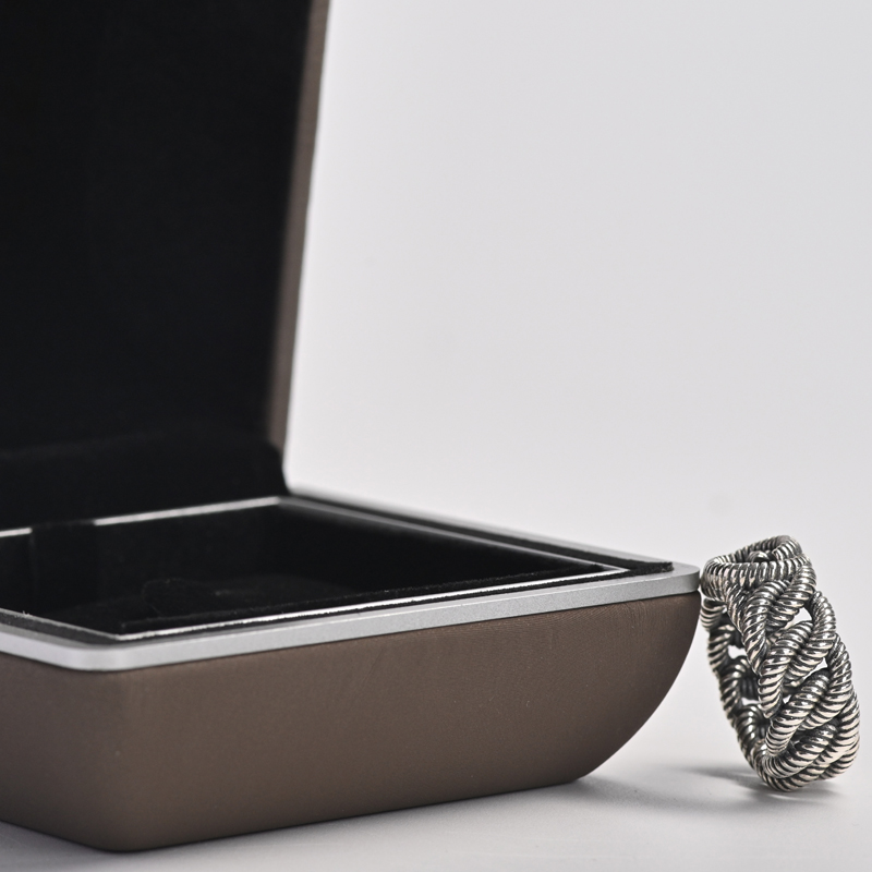 TCH04601 grey microfiber jewelry box for wedding ring package with custom logo