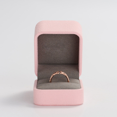 Customize Pink and grey Microfiber Jewelry Packaging Box with Logo Custom Ring jewel Box