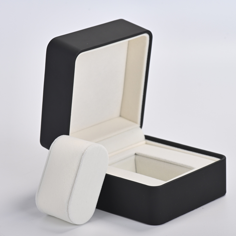 Customized wholesale high quality black PU leather velvet jewelry box for watch boxes