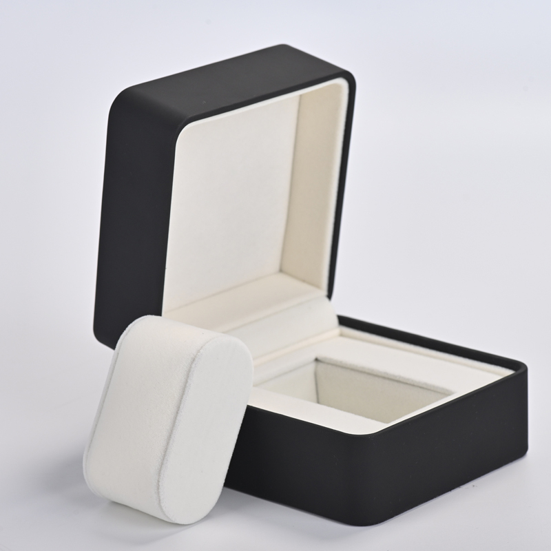 Customized wholesale high quality black PU leather velvet jewelry box for watch boxes