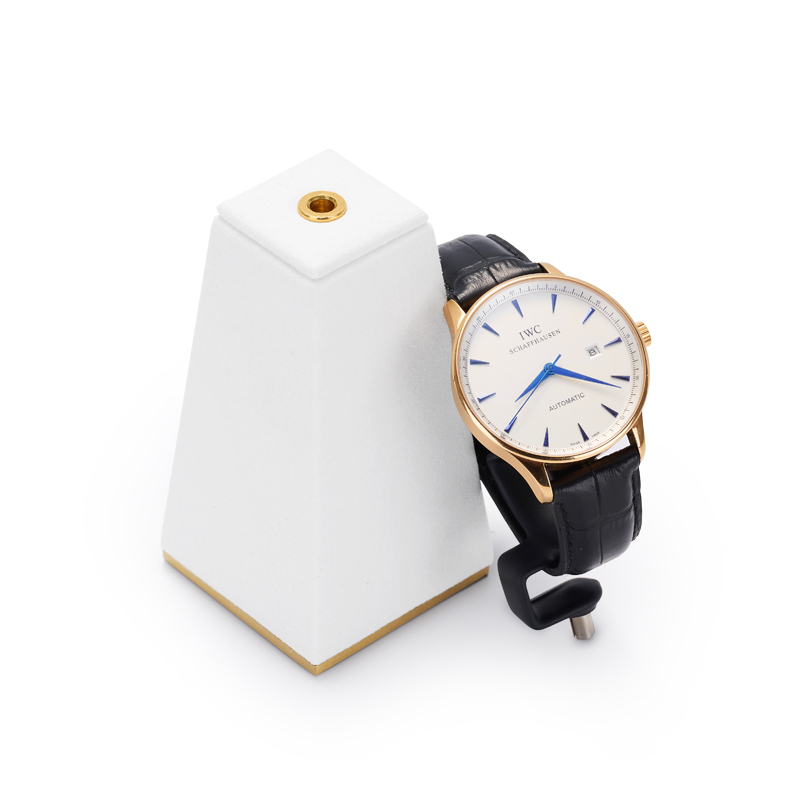 SZ037Paint Resin White Luxury Jewelry watch Display Resin With Golden Metal Display Stands