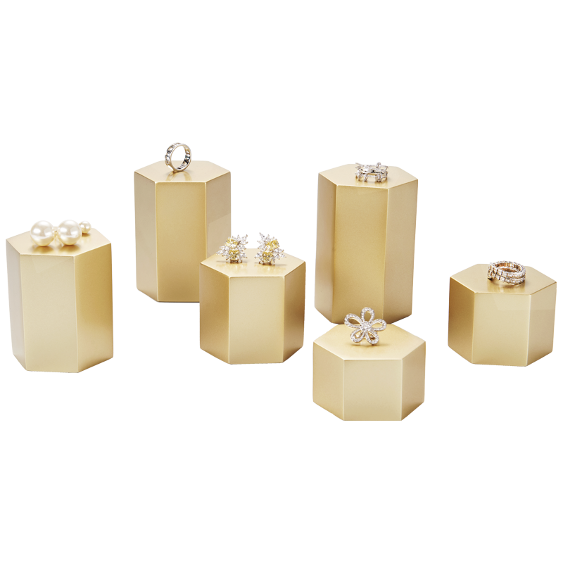 SZ034 New Luxury Jewelry display stands gold resin With Golden paint for ring earring necklace Display showcase set