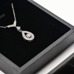 Factory Wholesale Customized logo ring necklace box black velvet jewelry package box