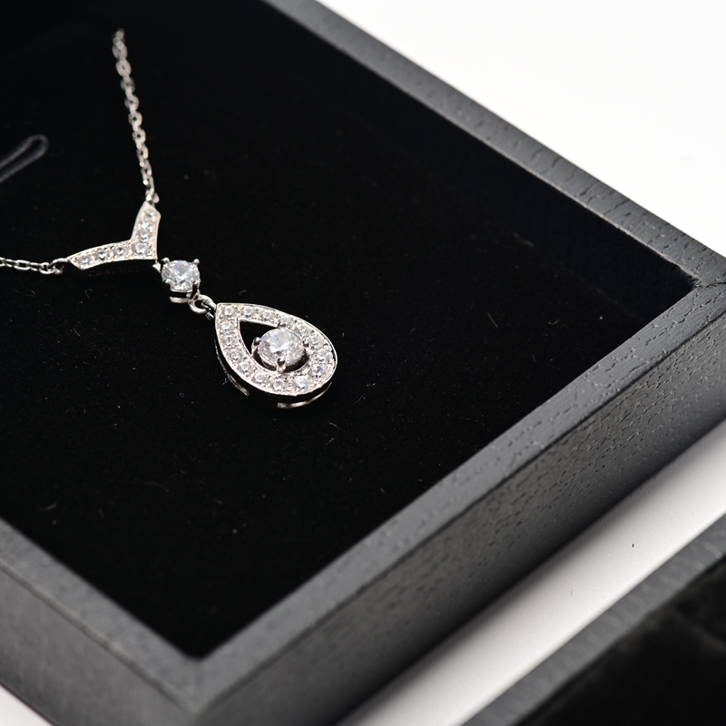 Factory Wholesale Customized logo ring necklace box black velvet jewelry package box