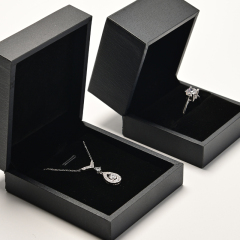 Factory Wholesale Customized logo ring necklace box black velvet jewelry package box