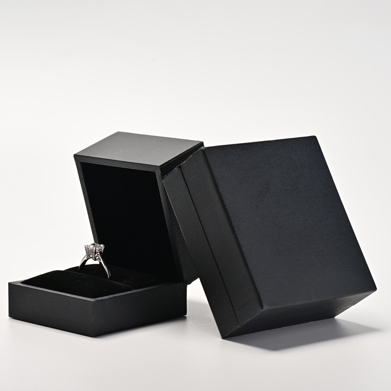 Factory Wholesale Customized logo ring necklace box black velvet jewelry package box