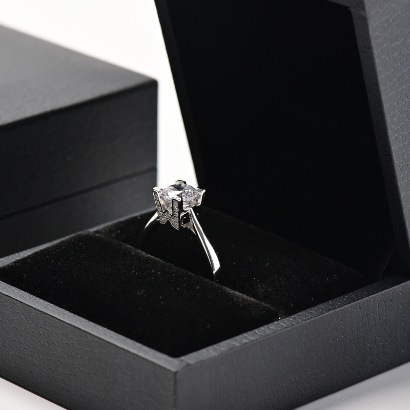 Factory Wholesale Customized logo ring necklace box black velvet jewelry package box